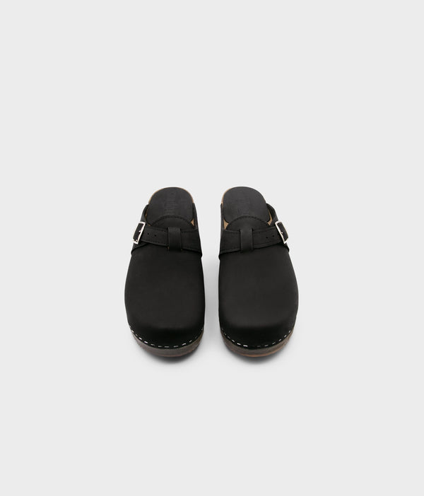 Sandgrens Halmstad Buckled Clog Mules Black