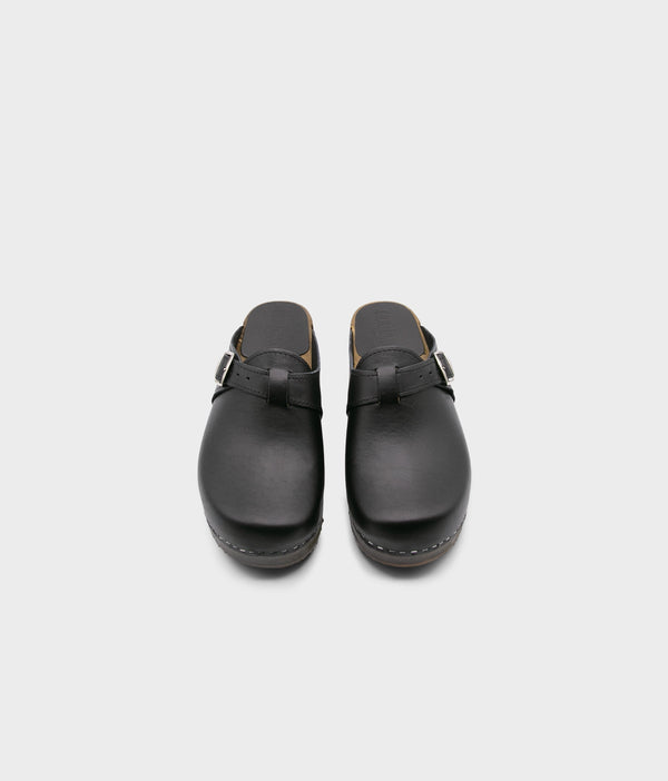 Sandgrens Halmstad Buckled Clog Mules Black