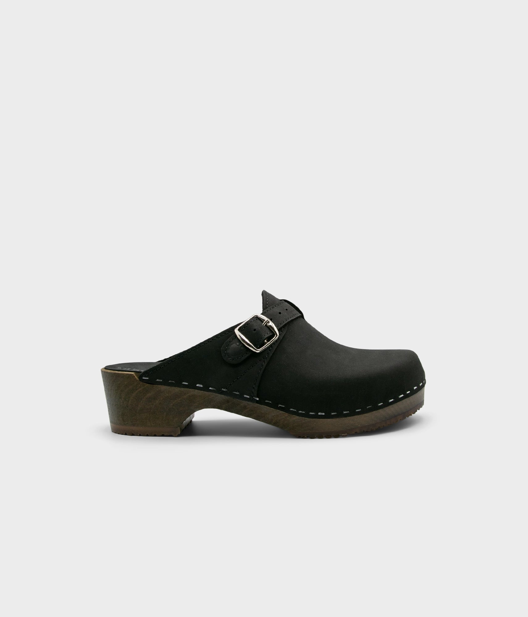 sandgrens Halmstad buckled clog mules Black