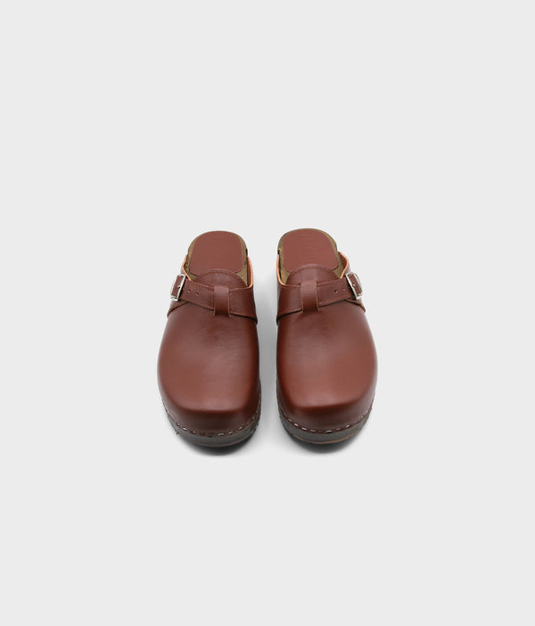 Sandgrens Halmstad Buckled Clog Mules Cognac