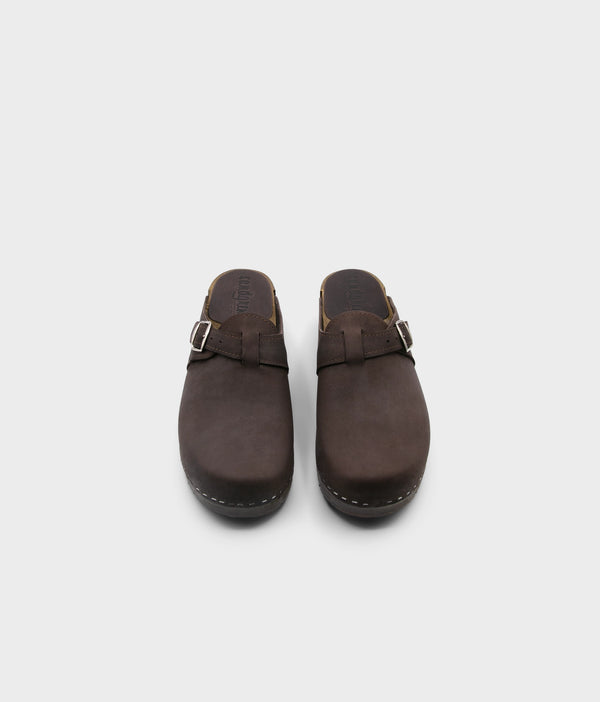 Sandgrens Halmstad Buckled Clog Mules Fudge