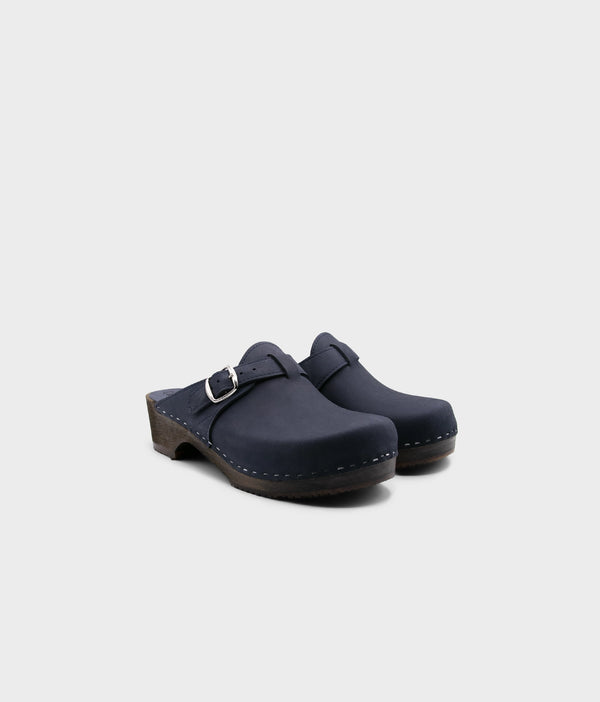 Sandgrens Halmstad Buckled Clog Mules Navy