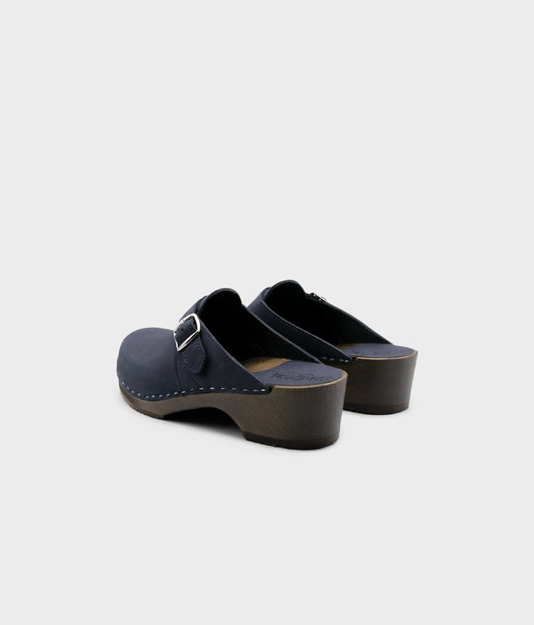 Sandgrens Halmstad Buckled Clog Mules Navy