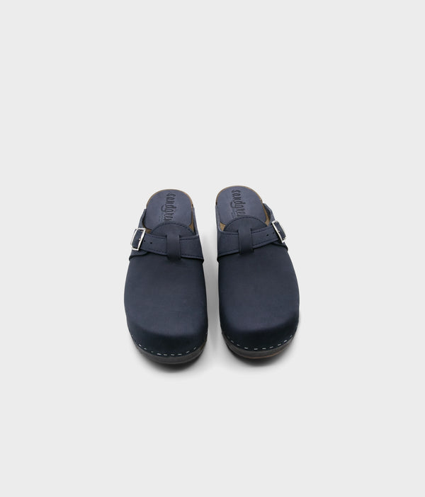 Sandgrens Halmstad Buckled Clog Mules Navy