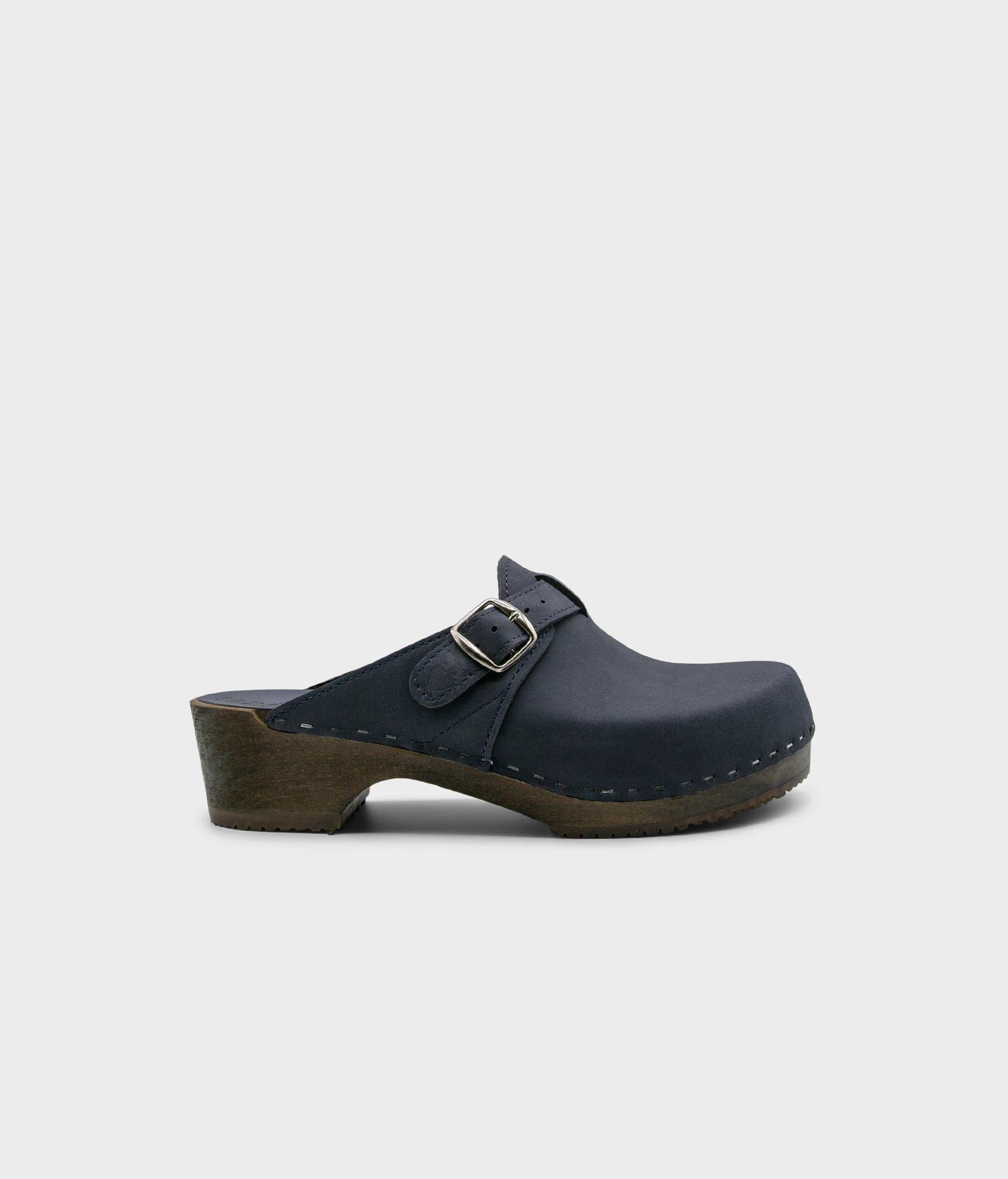 sandgrens Halmstad buckled clog mules Navy