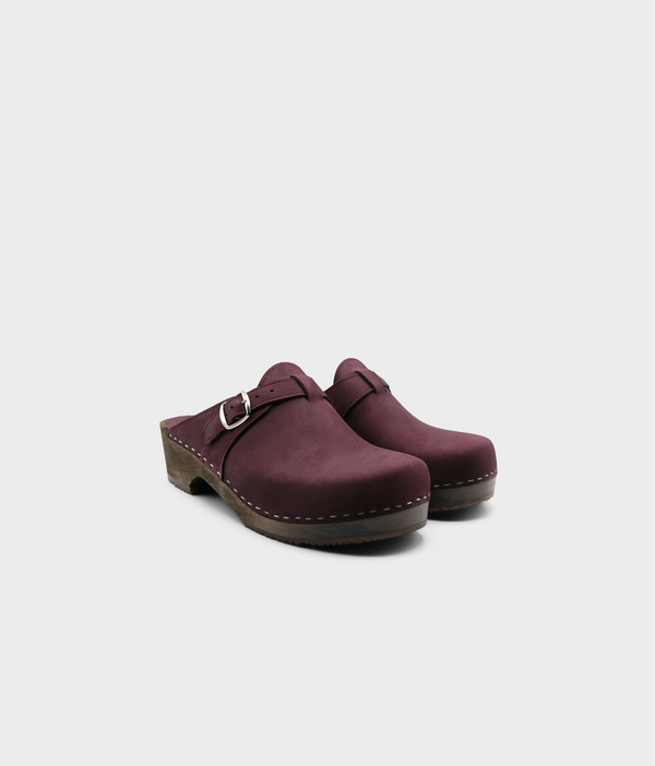 Sandgrens Halmstad Buckled Clog Mules Plum