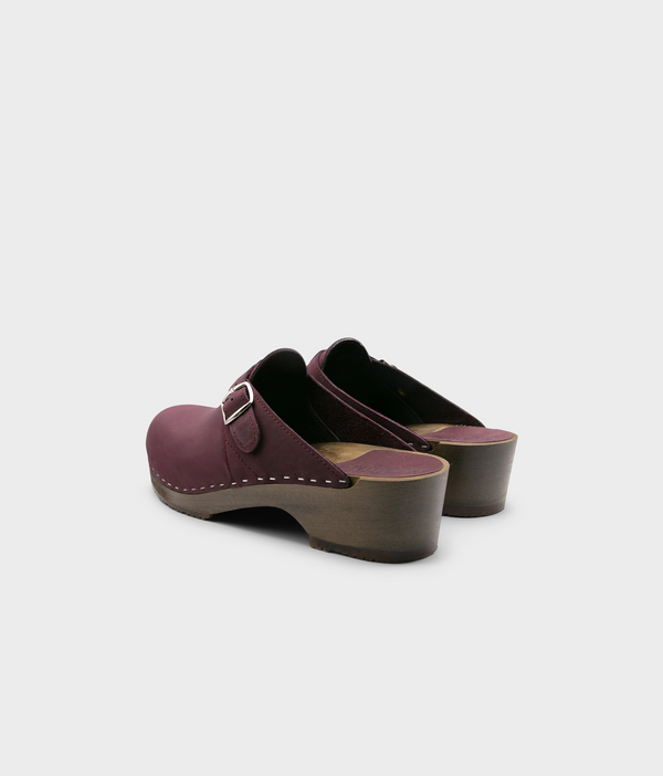 Sandgrens Halmstad Buckled Clog Mules Plum