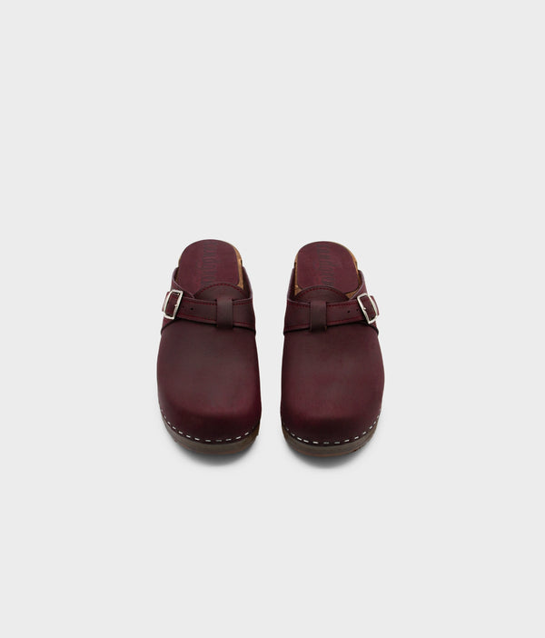 Sandgrens Halmstad Buckled Clog Mules Plum