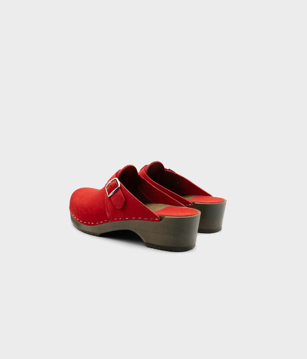 Sandgrens Halmstad Buckled Clog Mules Red