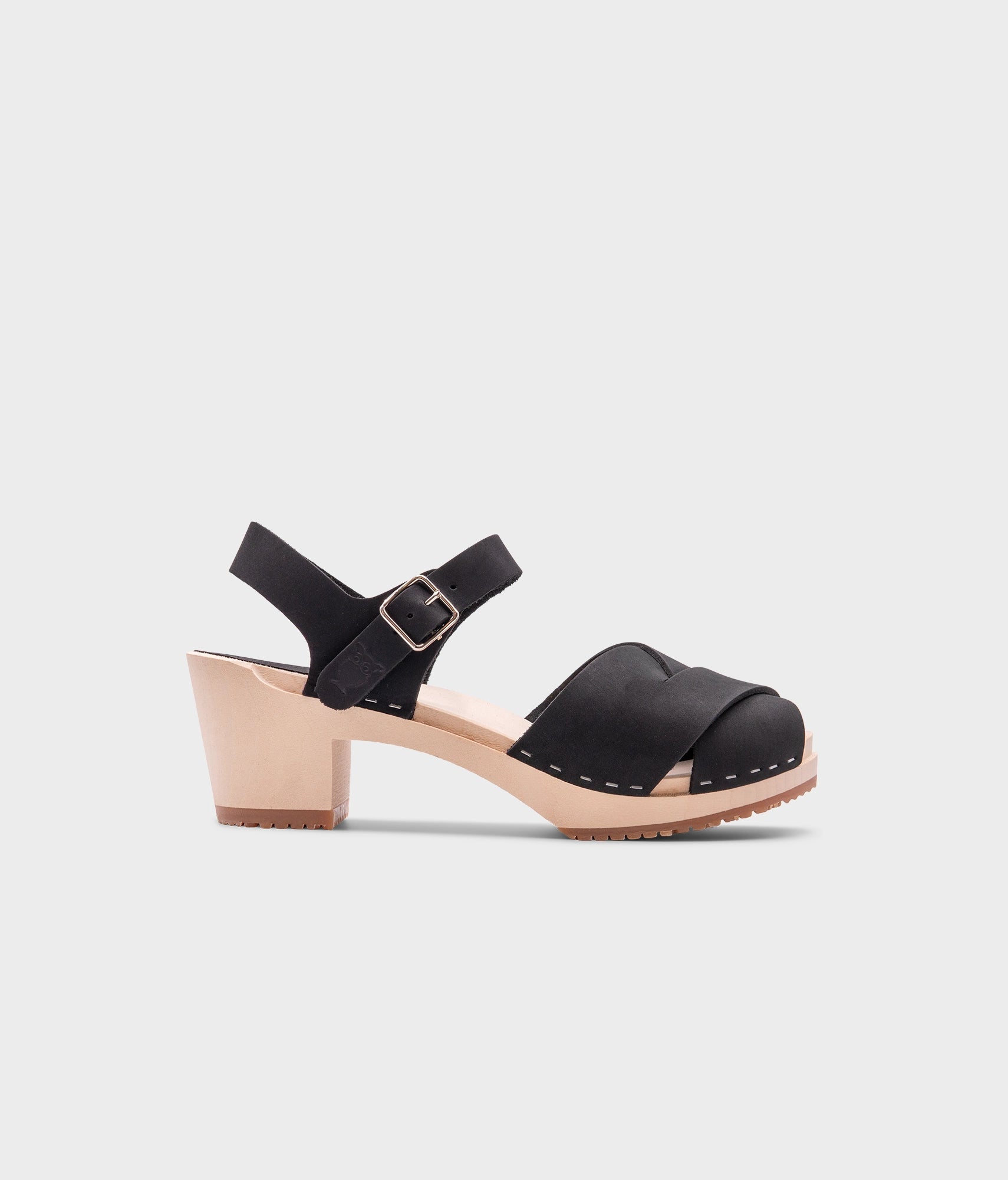 sandgrens Monroe crossed clog sandal Black