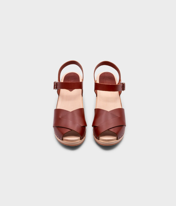 Sandgrens Monroe Crossed Clog Sandal Cognac