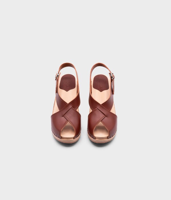 Sandgrens Morocco Crossed Clog Sandal Cognac