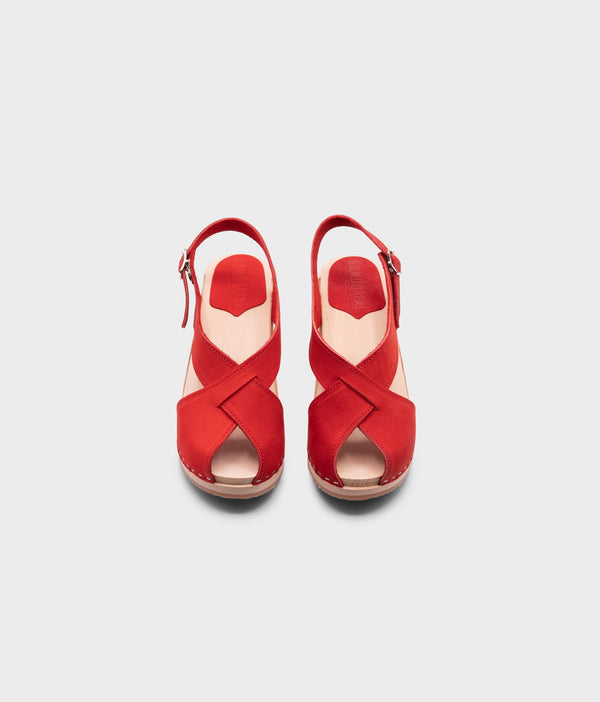 Sandgrens Morocco Crossed Clog Sandal Red