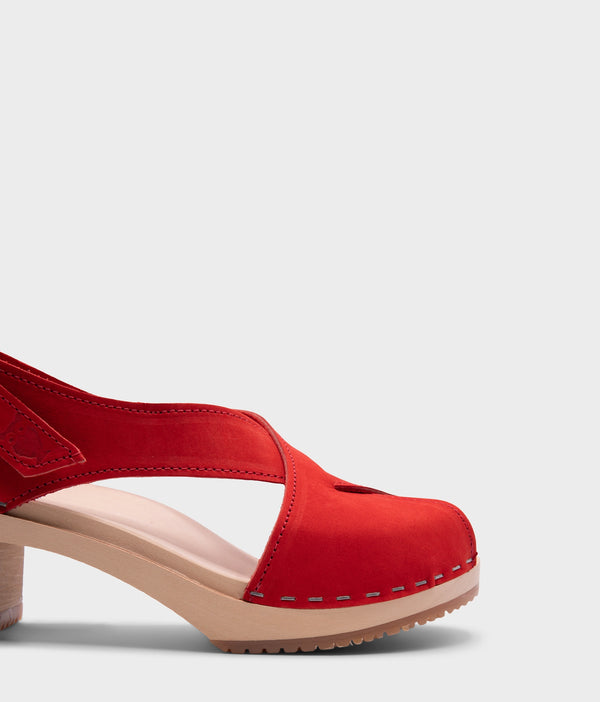 Sandgrens Morocco Crossed Clog Sandal Red