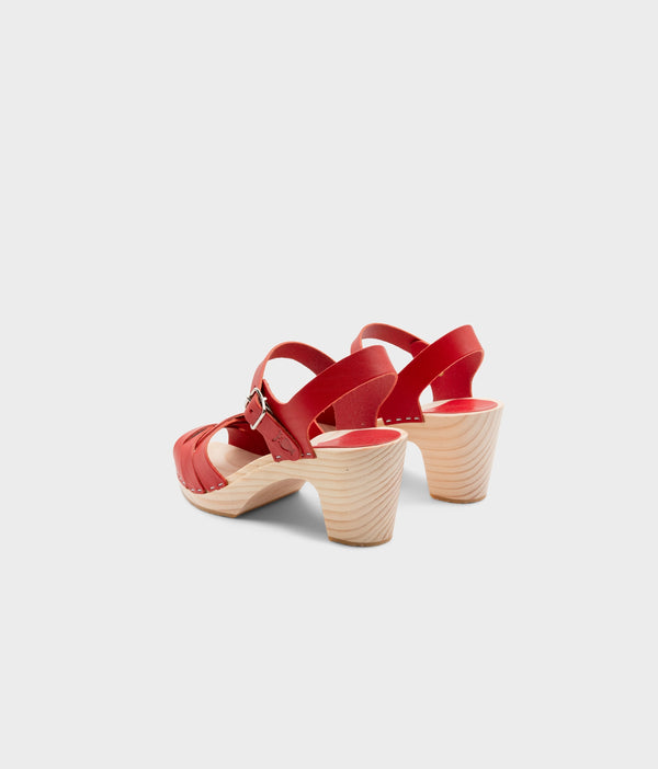 Sandgrens Rio Grande High-rise Clog Sandal Red