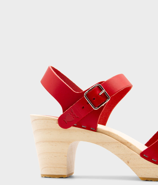 Sandgrens Rio Grande High-rise Clog Sandal Red