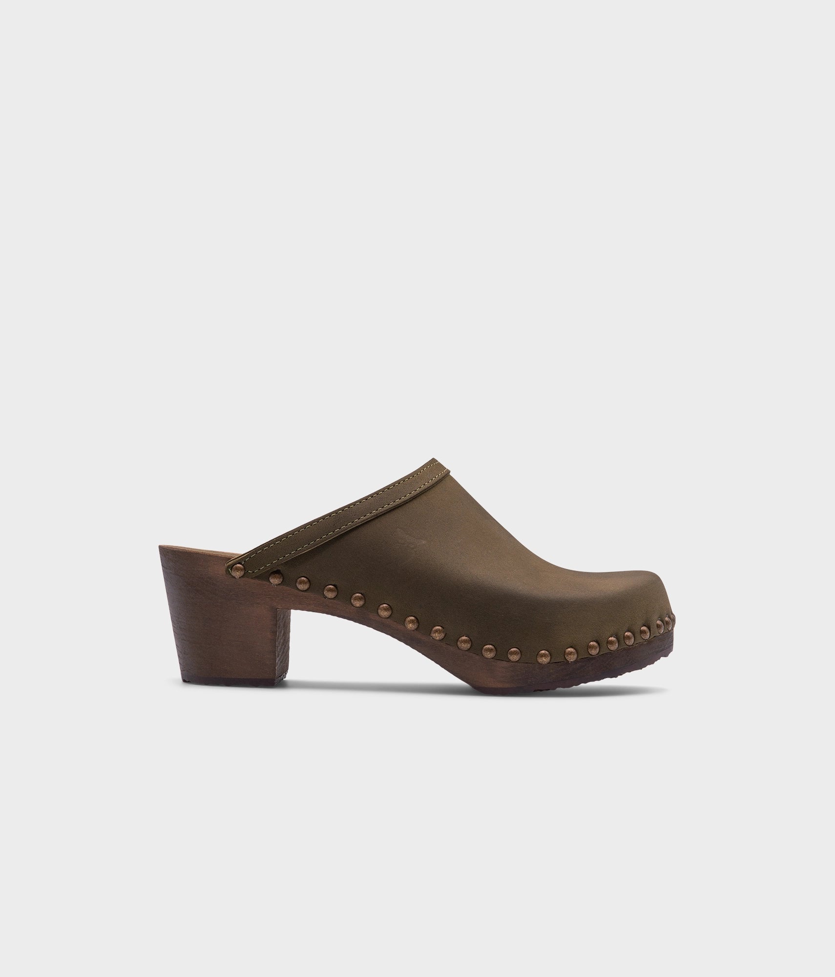 sandgrens Rome studded clog mule Olive