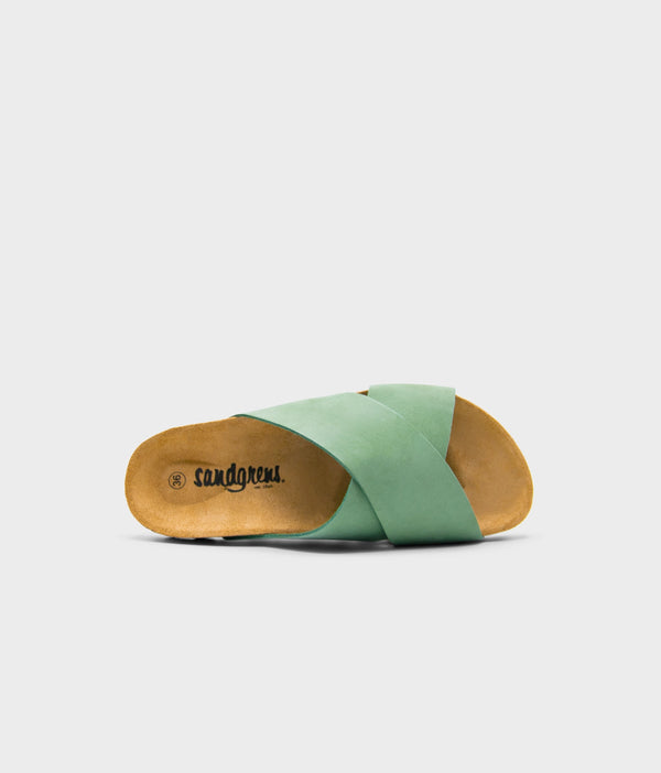 Sandgrens Soria Criss-cross Cork Sandal Jade Green