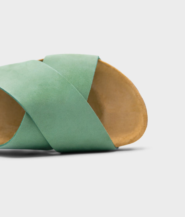 Sandgrens Soria Criss-cross Cork Sandal Jade Green