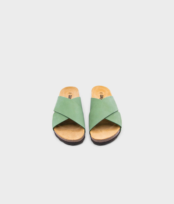 Sandgrens Soria Criss-cross Cork Sandal Jade Green