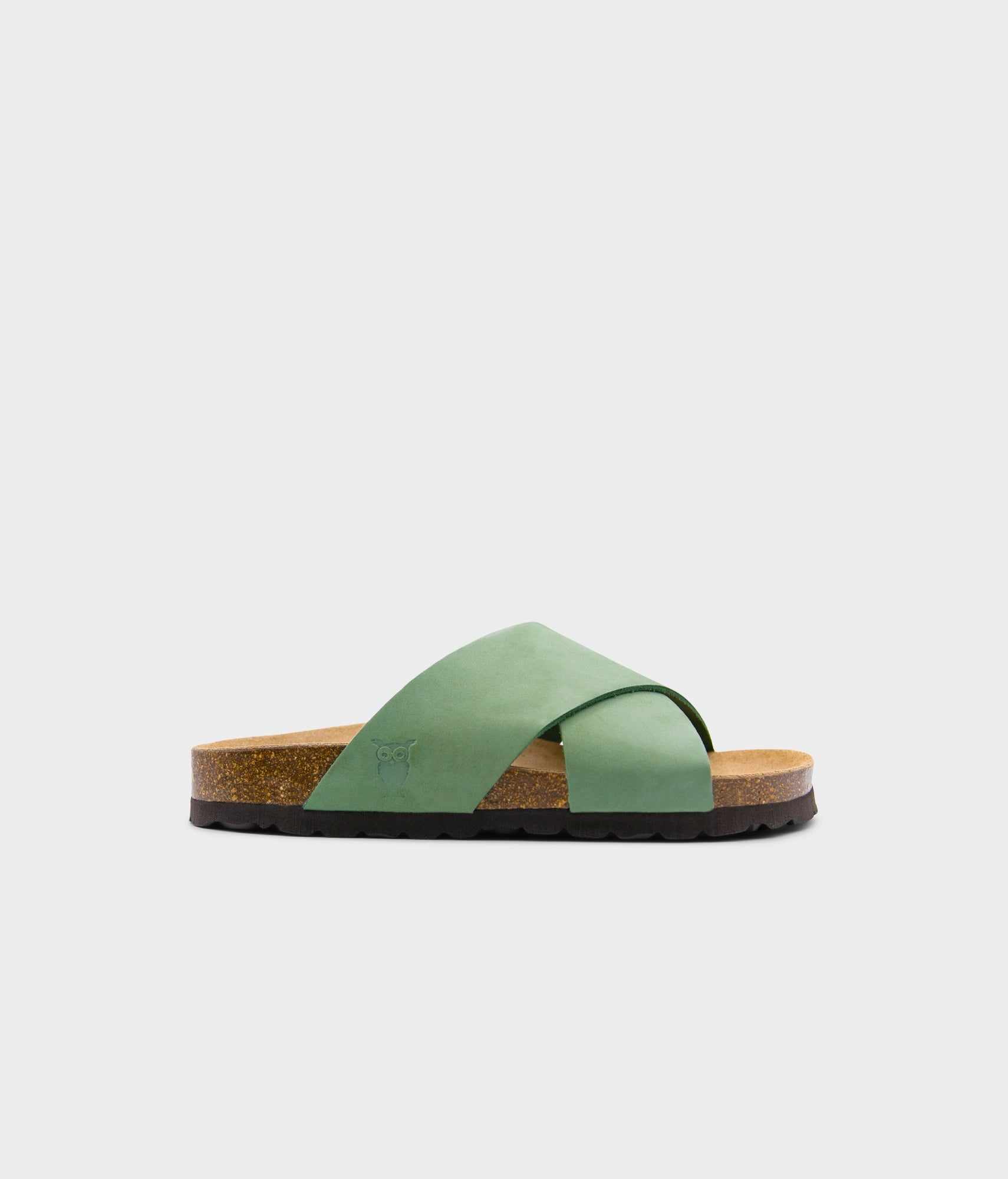sandgrens Soria criss-cross cork sandal Jade Green