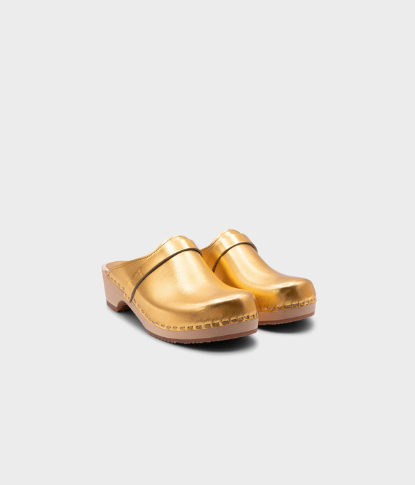 Sandgrens Tokyo Classic Clog Mule Metallic Gold