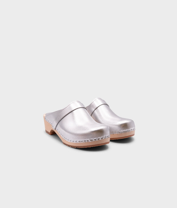 Sandgrens Tokyo Classic Clog Mule Metallic Silver