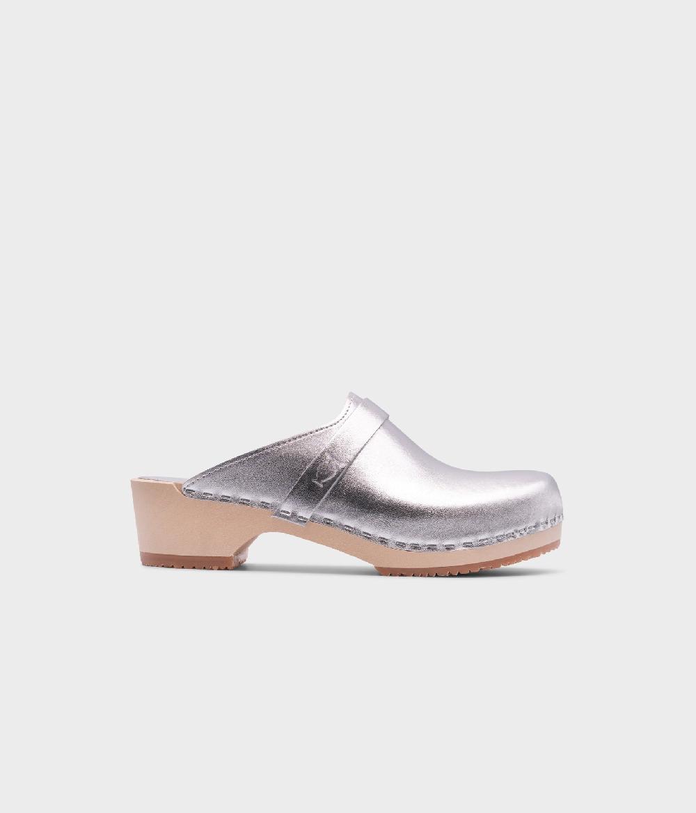 sandgrens Tokyo classic clog mule Metallic Silver