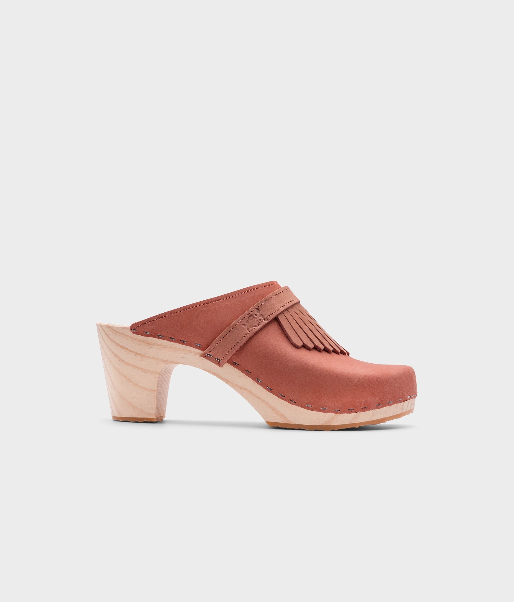 sandgrens Venice fringed clog mule Blush