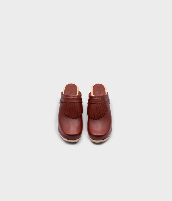Sandgrens Venice Fringed Clog Mule Cognac