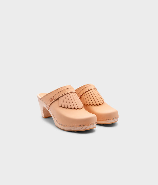 Sandgrens Venice Fringed Clog Mule Ecru
