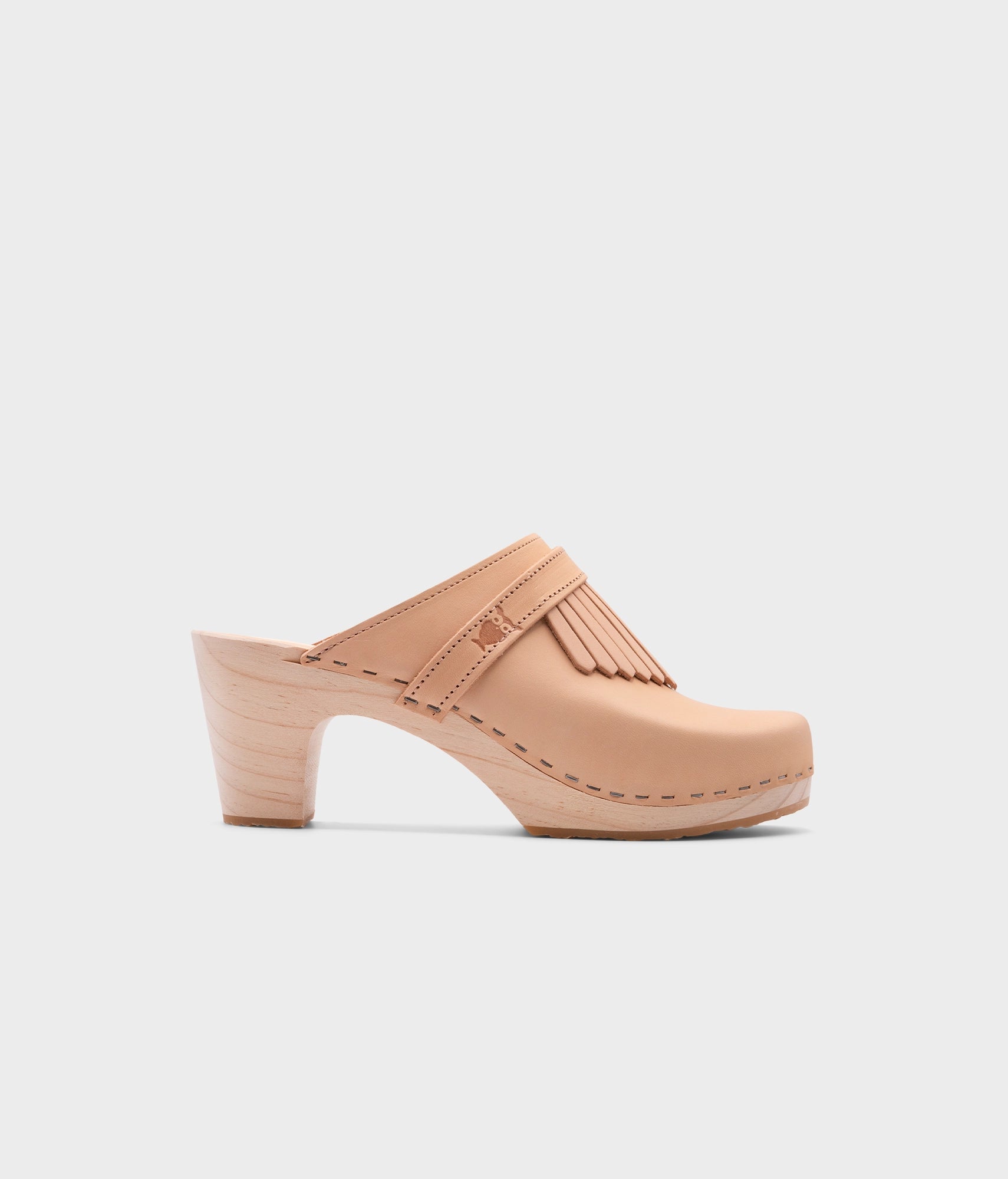 sandgrens Venice fringed clog mule Ecru