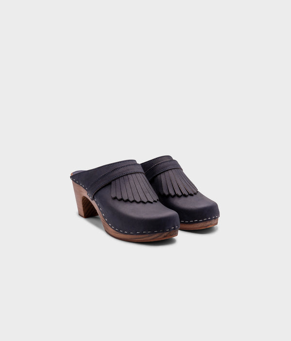 Sandgrens Venice Fringed Clog Mule Navy