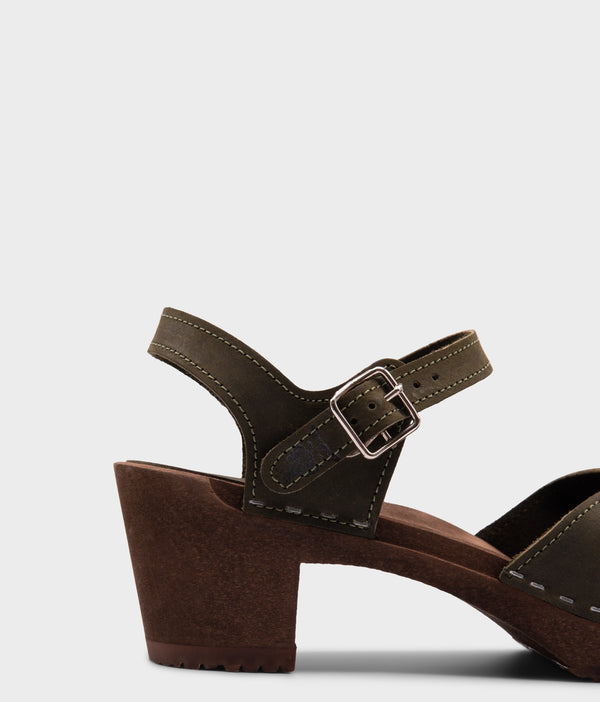 Sandgrens Victoria Classic Clog Sandal Olive