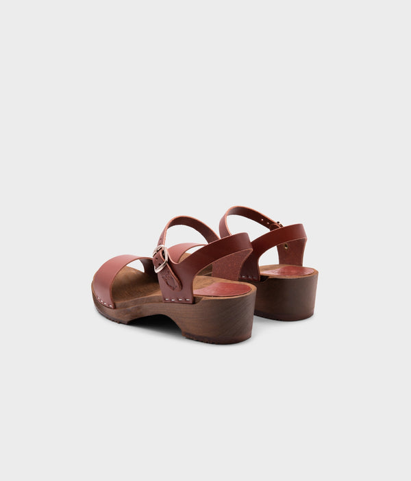 Sandgrens Vienna Low Open-toe Clog Sandal Cognac