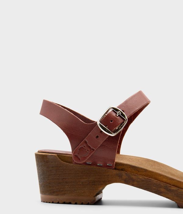 Sandgrens Vienna Low Open-toe Clog Sandal Cognac