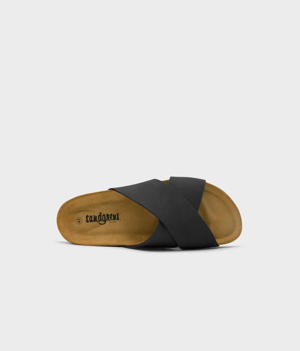 Sandgrens Soria Criss-cross Cork Sandal Black Ember