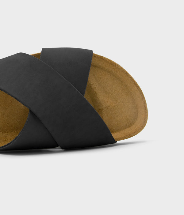 Sandgrens Soria Criss-cross Cork Sandal Black Ember