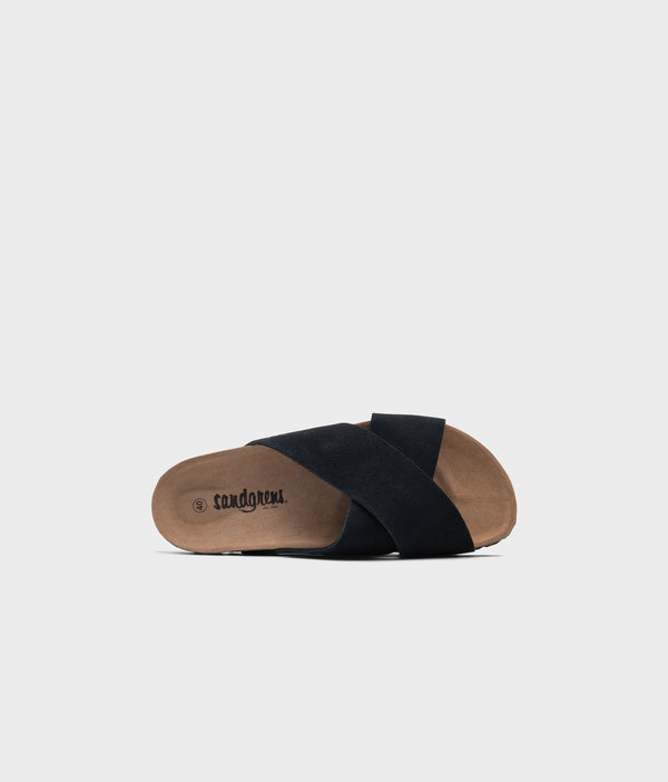 Sandgrens Soria Criss-cross Cork Sandal Black Ember