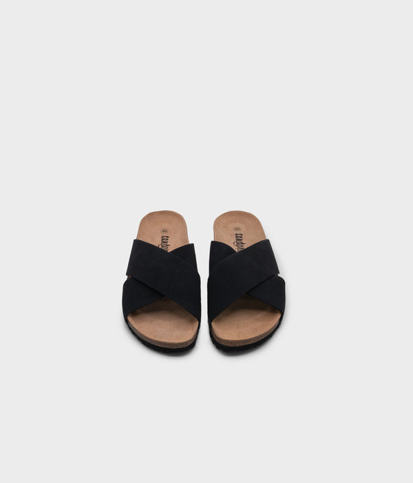 Sandgrens Soria Criss-cross Cork Sandal Black Ember