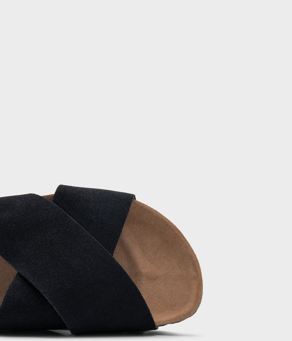 Sandgrens Soria Criss-cross Cork Sandal Black Ember