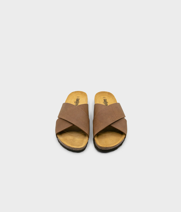 Sandgrens Soria Criss-cross Cork Sandal Hazel Brown