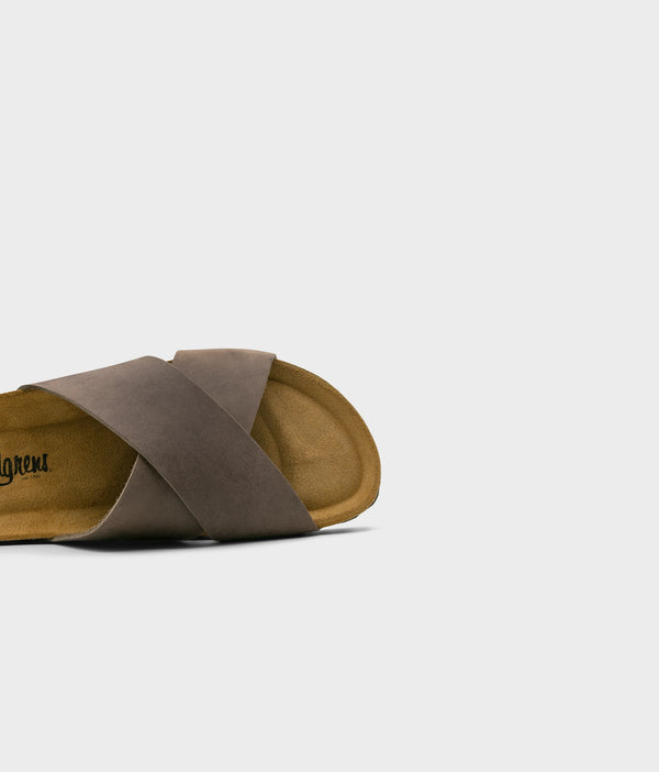 Sandgrens Soria Criss-cross Cork Sandal Walnut Brown