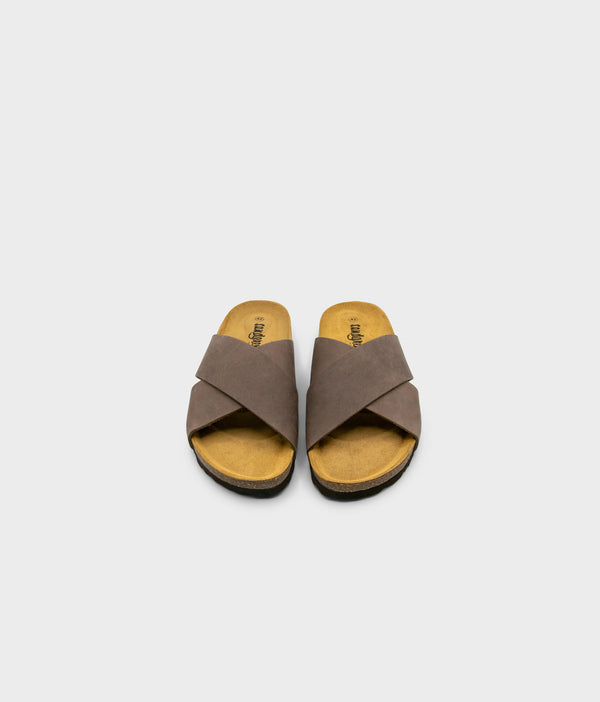 Sandgrens Soria Criss-cross Cork Sandal Walnut Brown