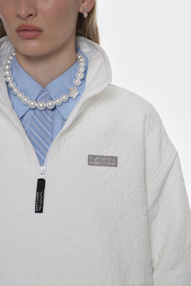 Sandy Liang ASCHER PULLOVER IN WHITE JACQUARD