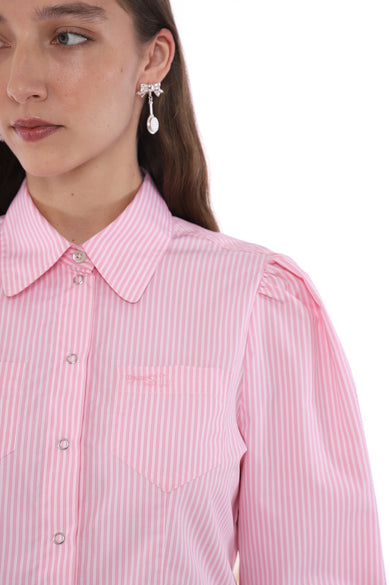 Sandy Liang BAELA TOP IN PINK STRIPE