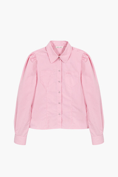 sandy liang BAELA TOP IN PINK STRIPE