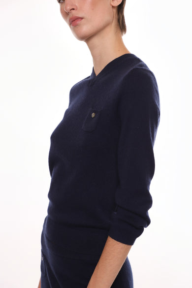 Sandy Liang BISKY CASHMERE SWEATER IN NAVY