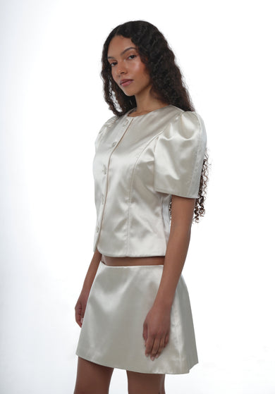 Sandy Liang BONNY JACKET IN CHAMPAGNE SATIN