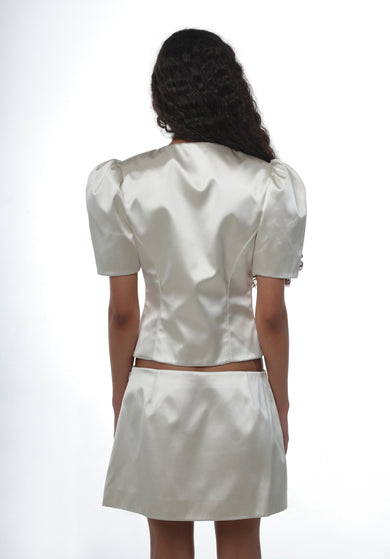 Sandy Liang BONNY JACKET IN CHAMPAGNE SATIN